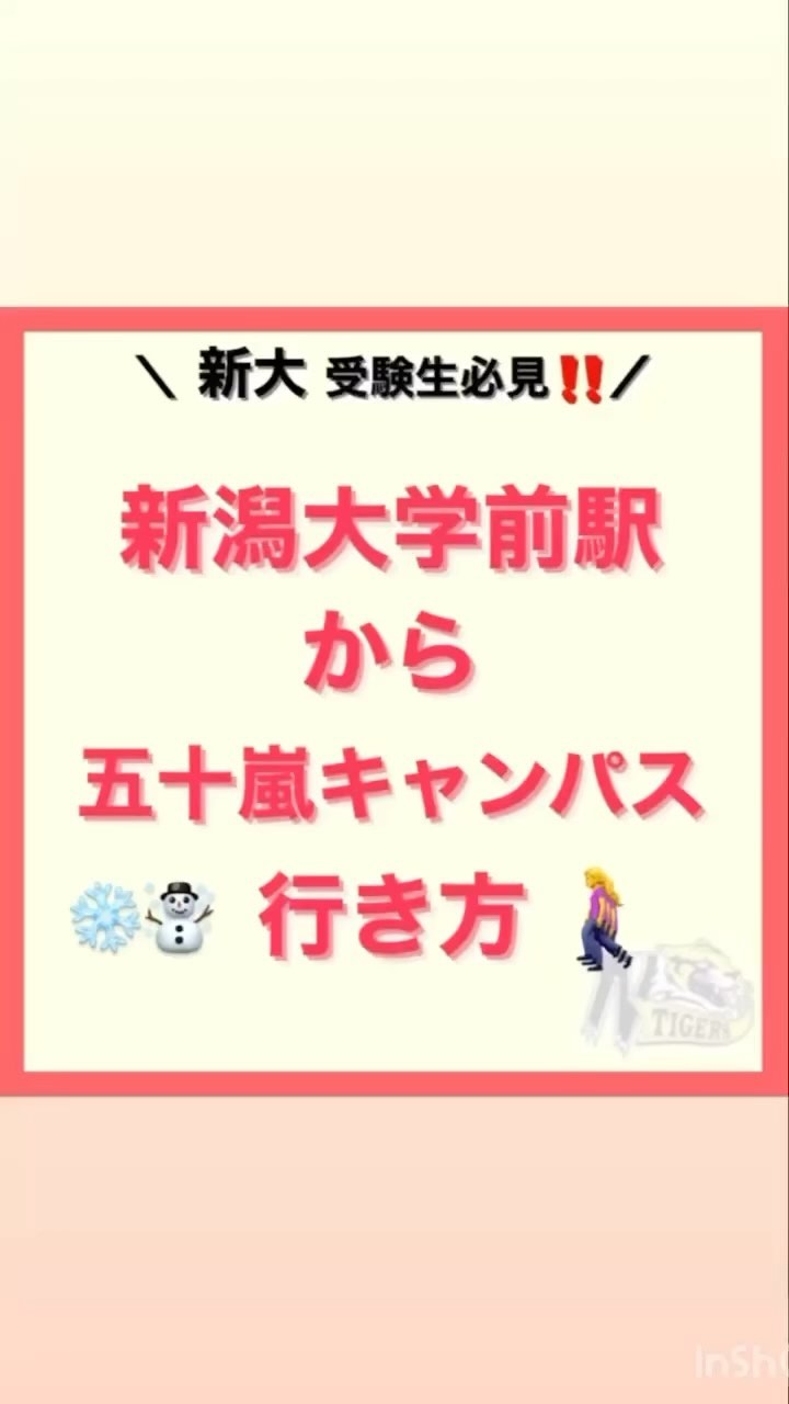 【新潟駅から新潟大学五十嵐キャンパスまでの行き方】　

新潟大学前駅から五十嵐キャンパスまでの道のりを歩いてご紹介🤔

道のりをしっかり確認して本番は暖かい格好で行きましょう‍♀️

がんばれ受験生